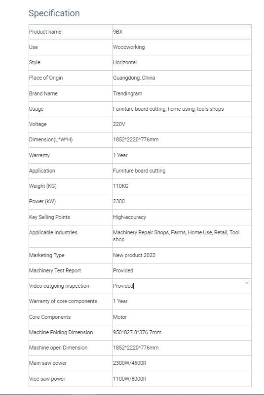 JT-9B X Sliding Table Multifunctional Woodworking Saw